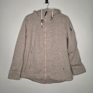 1 Madison Expedition Jacket Women M Tan Heritage Collection Hooded Faux Fur Trim